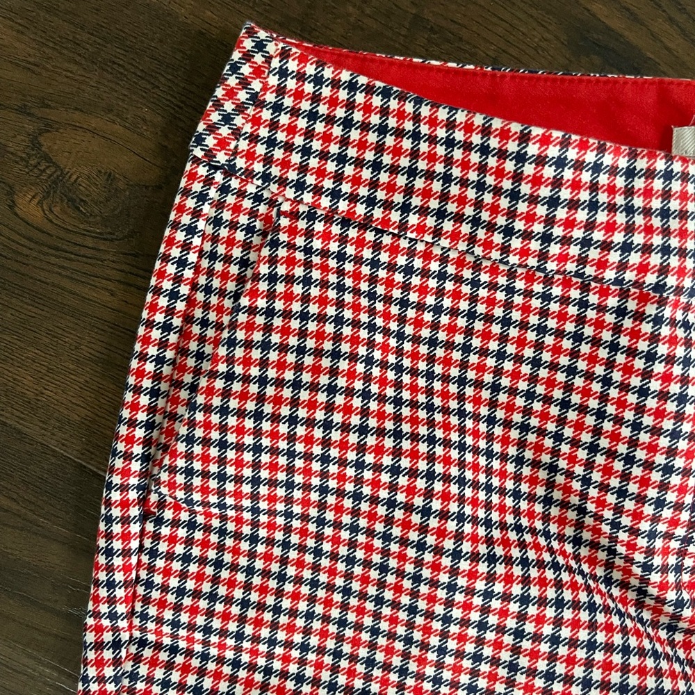 BODEN Richmond 7/8 Pants Red / Navy Houndstooth Stretch Ankle Length Pants Sz 6 - Picture 5 of 8